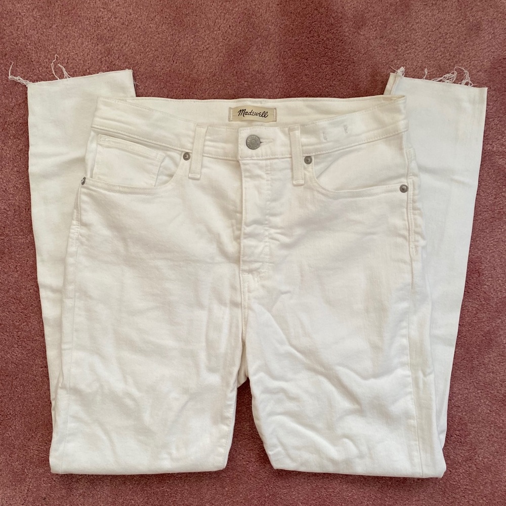 Madewell 9” high rise skinny crop distressed jeans